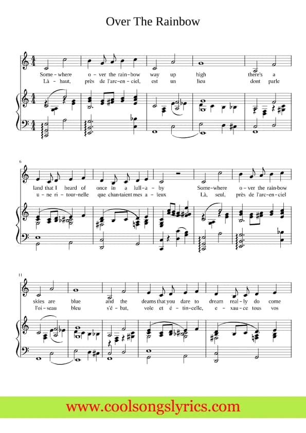 Somewhere Over the Rainbow Song SheetMusic